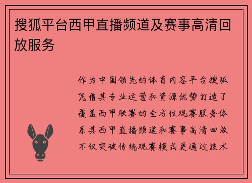搜狐平台西甲直播频道及赛事高清回放服务